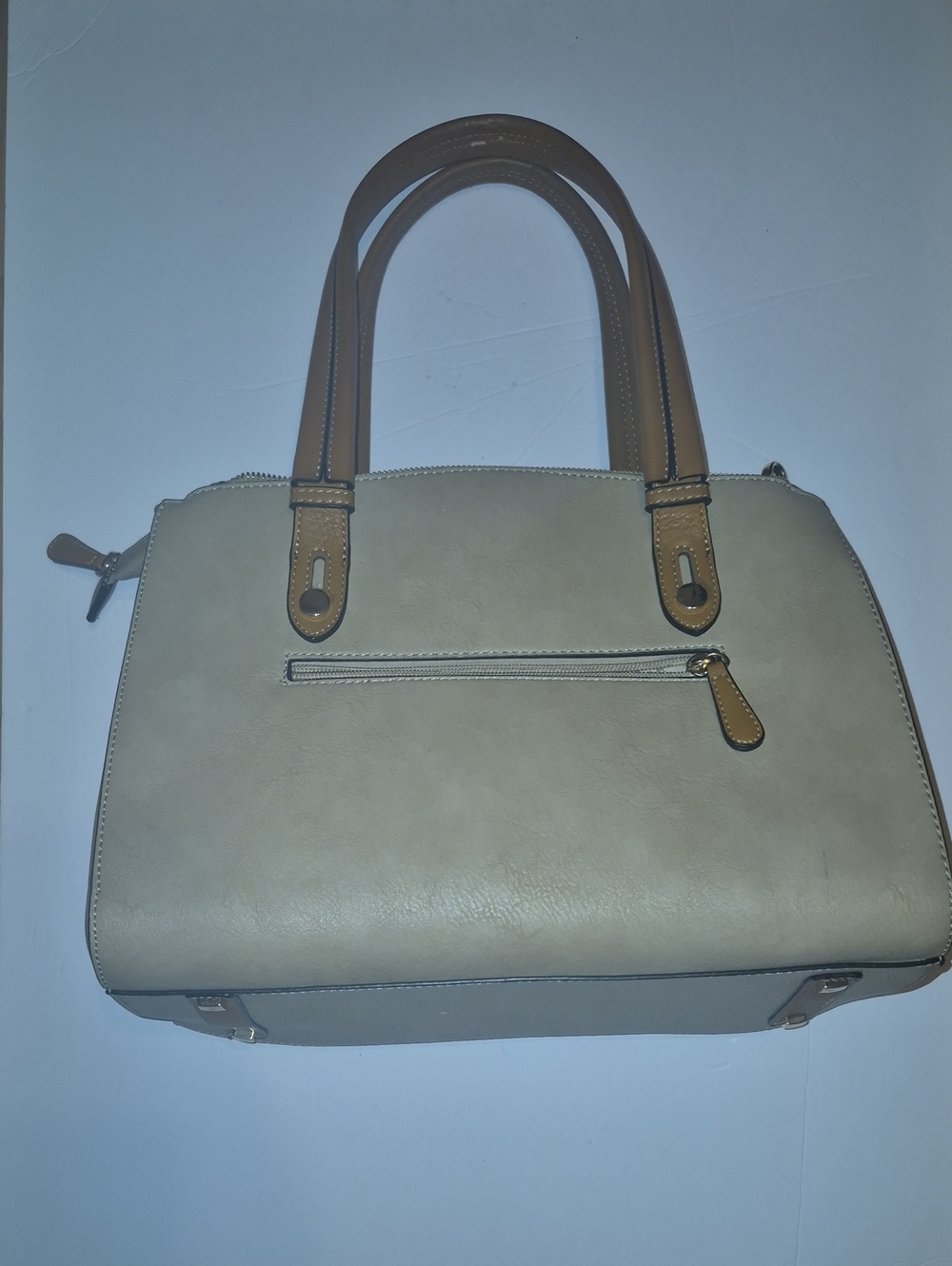 Simply Noelle Beige Satchel Bag with Tan Handles NO CALL OUTS